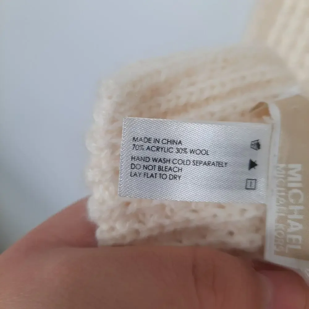 Michael Kors ivory white knit scarf wool blend